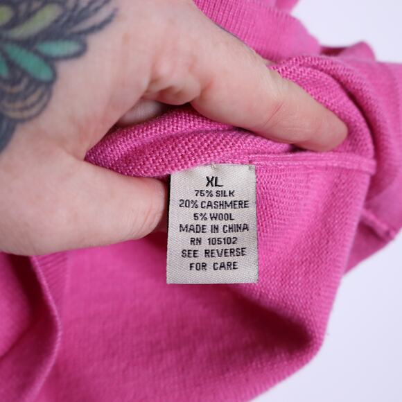 FJALL Cashmere Tank Sweater Pink Round Neck Lightweight Casual Women's XL - Picture 9 of 10